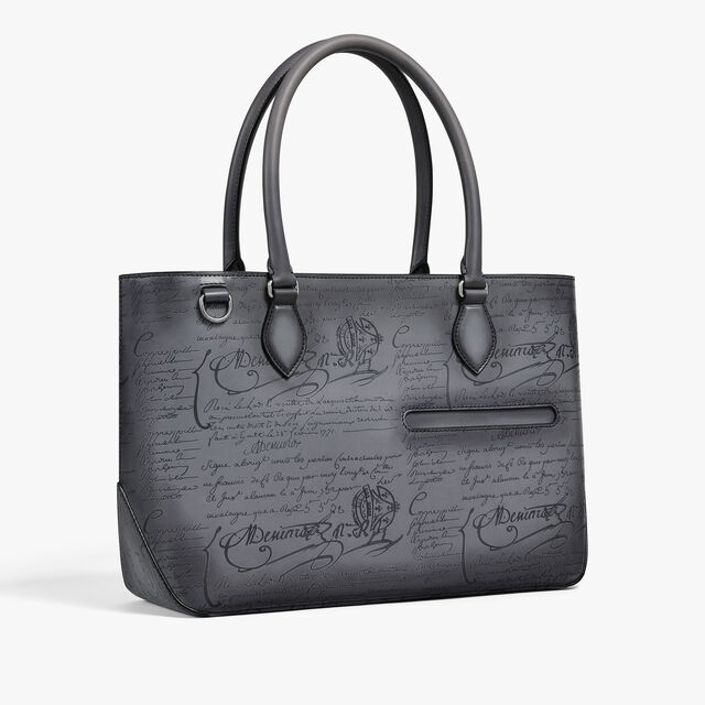 Toujours Mini Scritto Leather Tote Bag, LIGHT ALUMINIO, hi-res 1