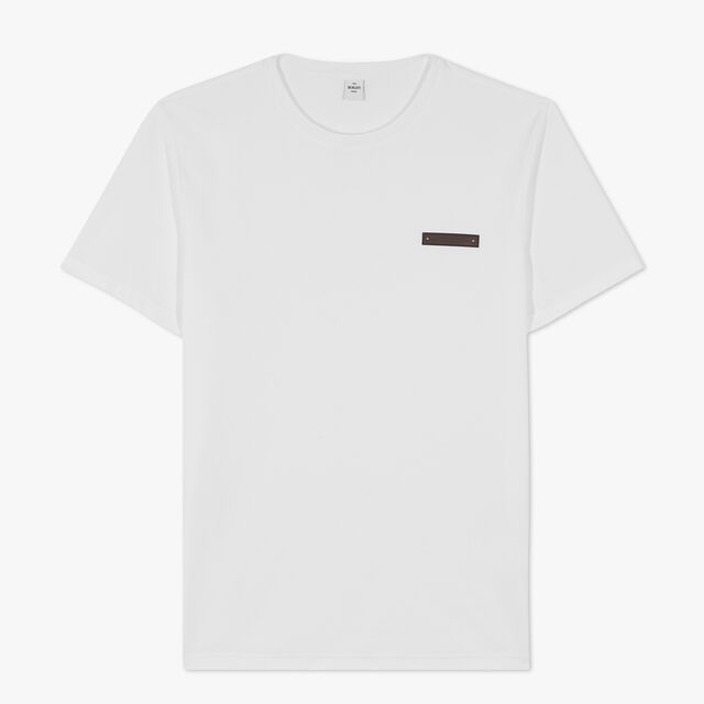 T-Shirt Avec Détail En Cuir Fit Slim, BLANC OPTIQUE, hi-res 1