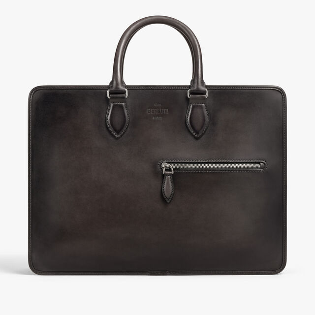 Deux Jours Leather Briefcase, NERO GRIGIO, hi-res 1