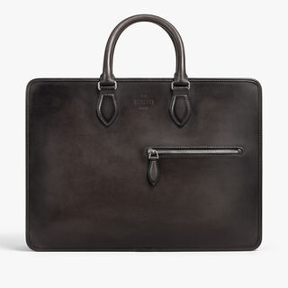 Deux Jours Leather Briefcase, NERO GRIGIO, hi-res