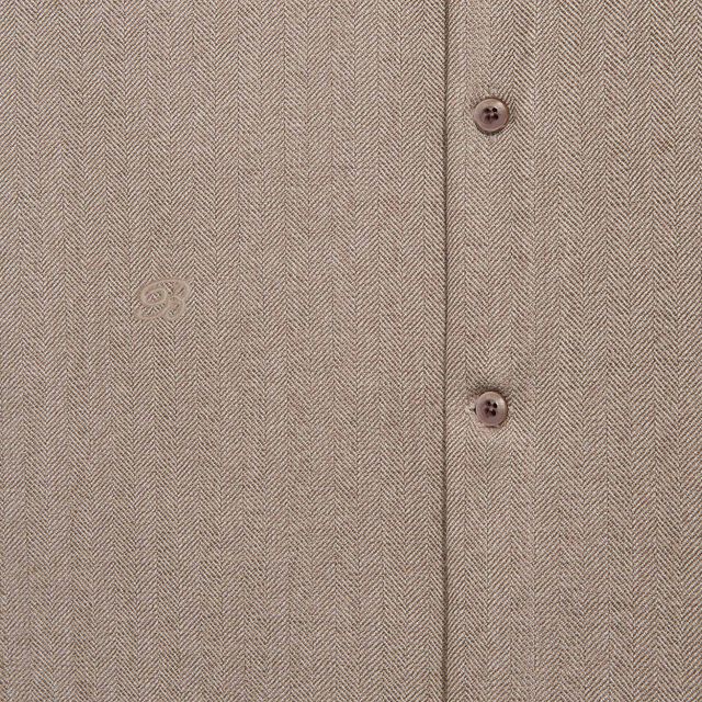 Herringbone Casual Shirt, LIGHT TAUPE, hi-res 6