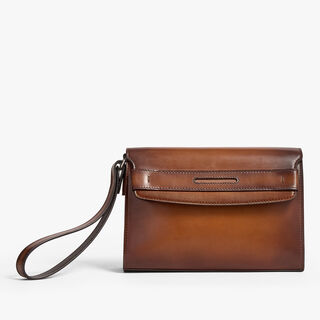 Andy Flap Pouch In Leather, CACAO INTENSO, hi-res