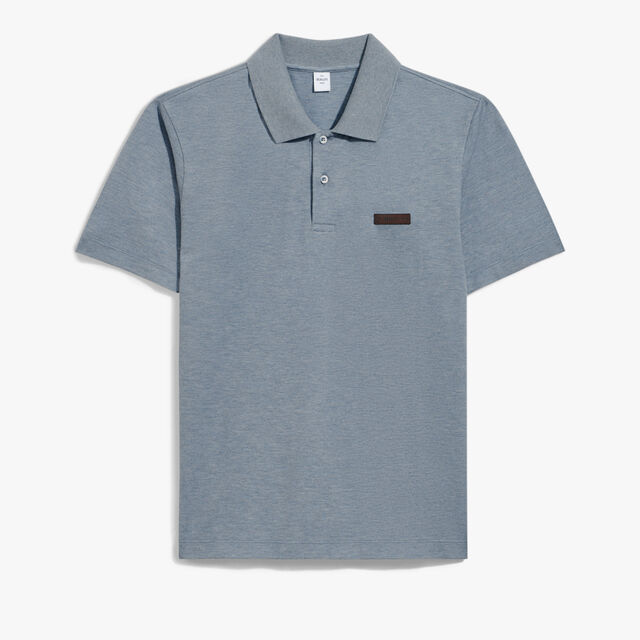 Classic Pique Leather Tab Polo, TITANIUM BLUE, hi-res 1