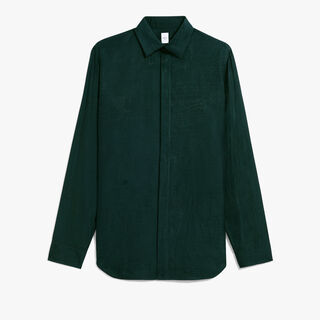 Cotton Silk Scritto Andy Shirt, FIR GREEN, hi-res