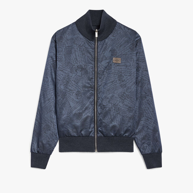 Reversible Wool & Scritto Nylon Blouson, PURPLE CLOUD, hi-res 8