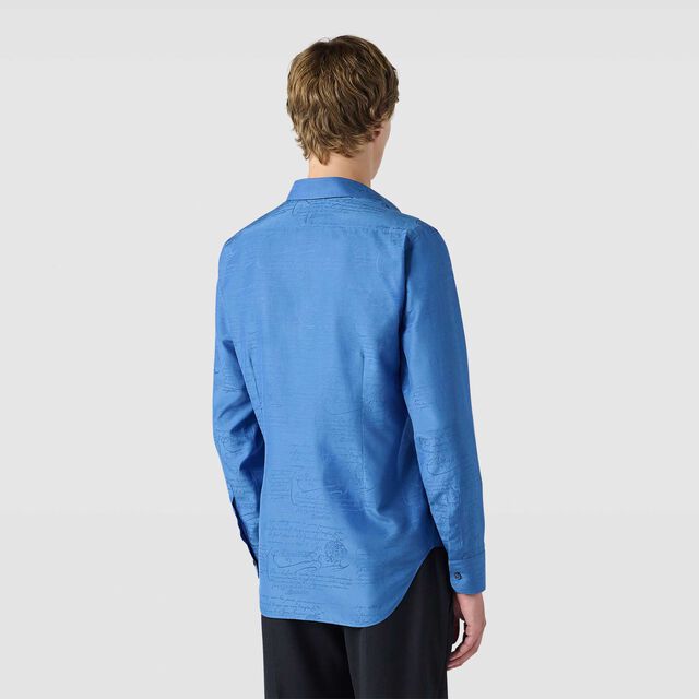 Cotton Silk Scritto Andy Shirt, BLUE HAWAI, hi-res 3
