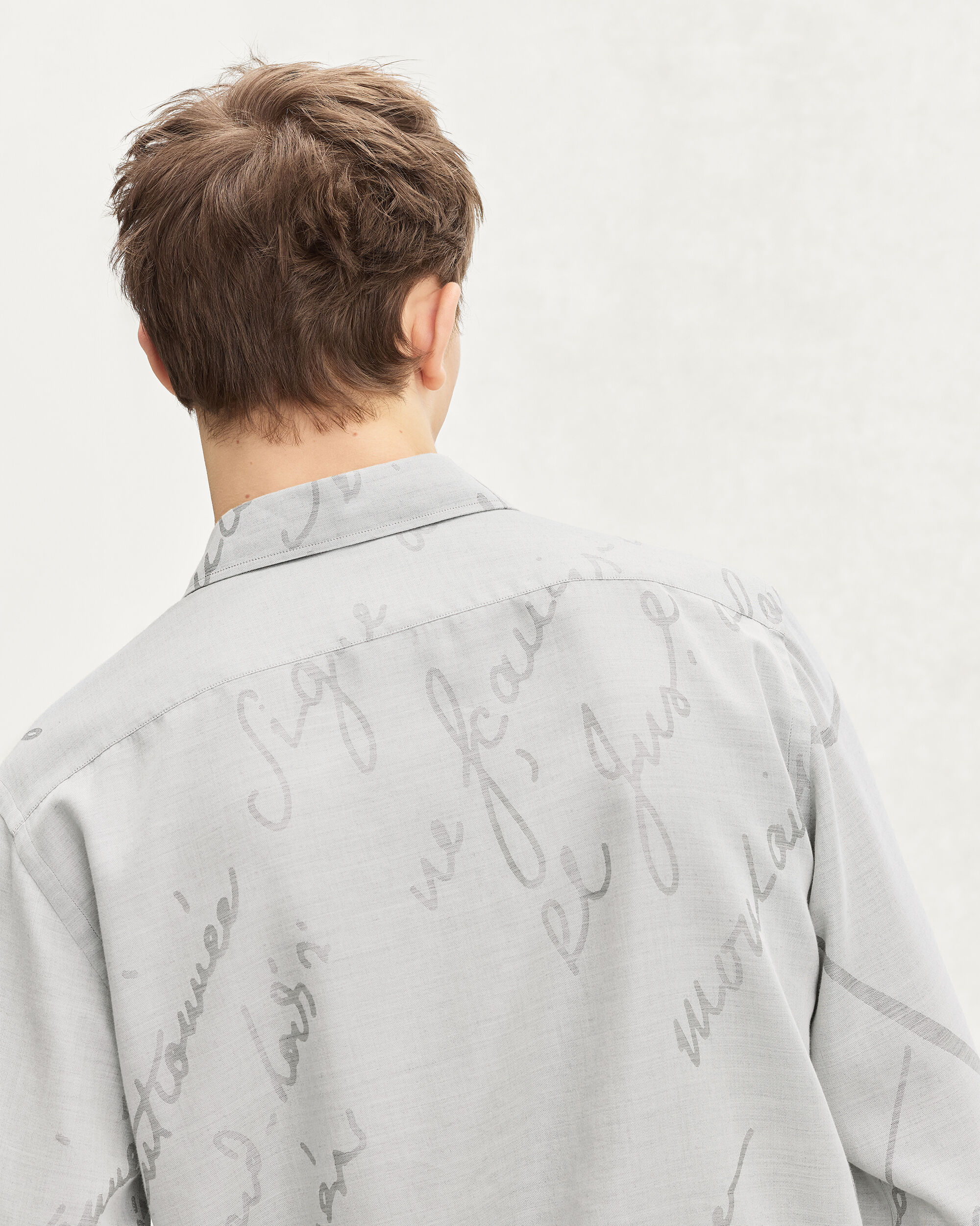 Scritto Pattern Shirt, Beige, hi-res