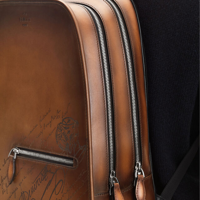 Working Day Scritto Leather Backpack, CACAO INTENSO, hi-res 2