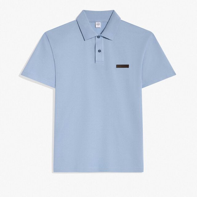 Classic Pique Leather Tab Polo, PALE BLUE, hi-res 1