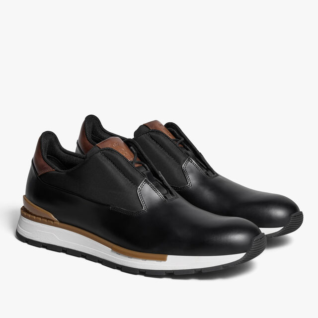 Fast Track Glazed Calf Leather Sneaker, NERO, hi-res 4
