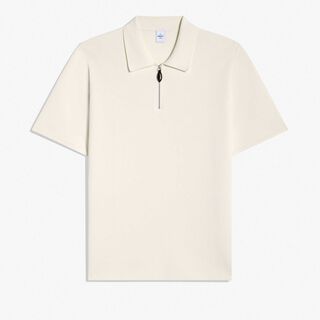 Cotton Silk Zipped Polo, OFF WHITE, hi-res