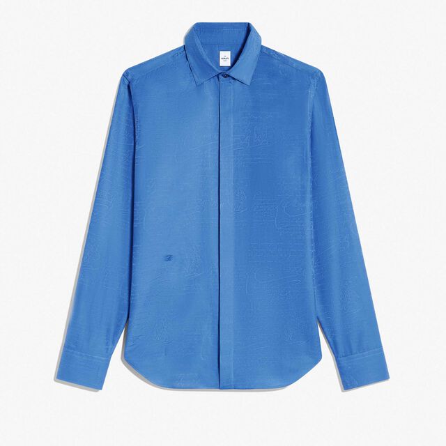 Cotton Silk Scritto Andy Shirt, BLUE HAWAI, hi-res 1