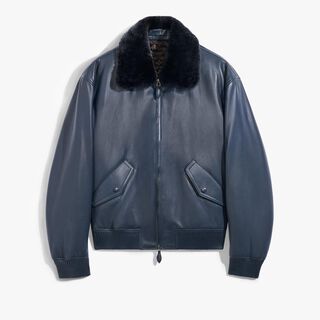 Bombers Avec Col En Shearling, MINERAL BLUE, hi-res