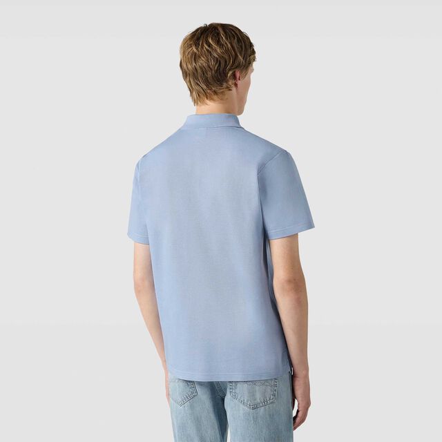 经典珠地布皮革标签Polo衫, PALE BLUE, hi-res 3