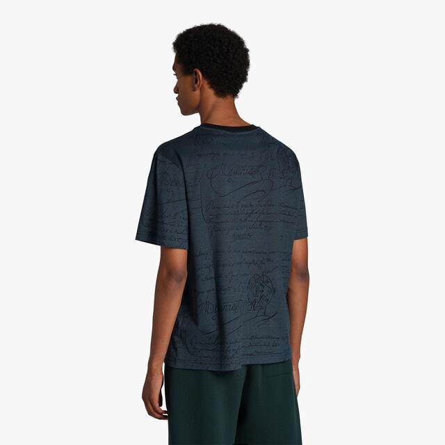All Over Scritto Jacquard T-Shirt, DUSTY BLUE, hi-res 3