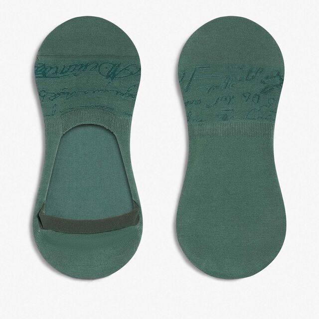 Cotton Ghost Scritto Socks, PETROL GREEN., hi-res 1