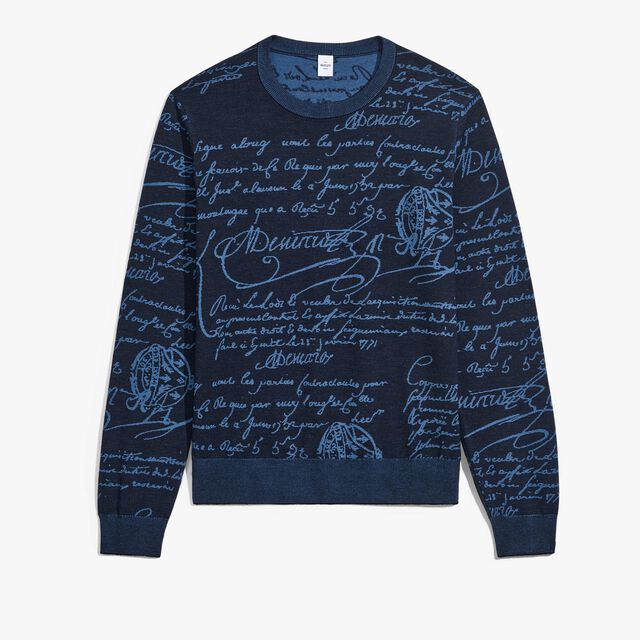 Pull En Laine Scritto, COLD NIGHT BLUE, hi-res 1