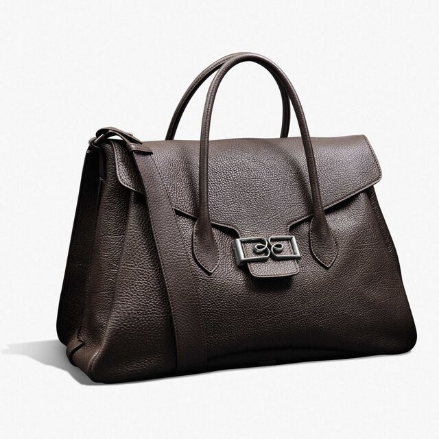 B Volute Croisee Leather Travel Bag, DARK BROWN, hi-res 3