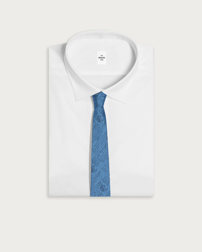 Classic Scritto Pattern Tie, Bleu Ciel, hi-res