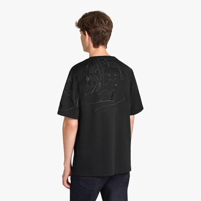 T-shirt Avec Broderie Scritto, NOIR, hi-res 3