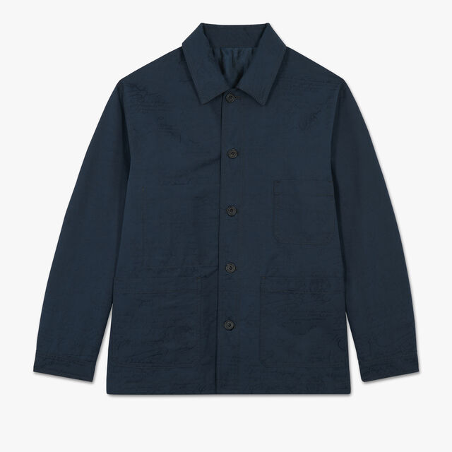 Cotton Scritto Field Jacket, ATLANTIC BLUE, hi-res 1