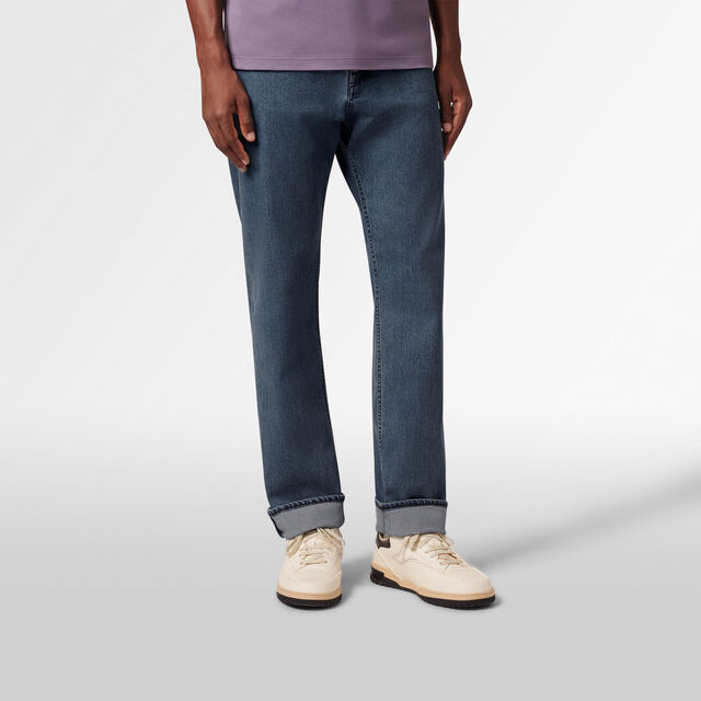 Slim Denim Pants, WASHED BLUE, hi-res 2