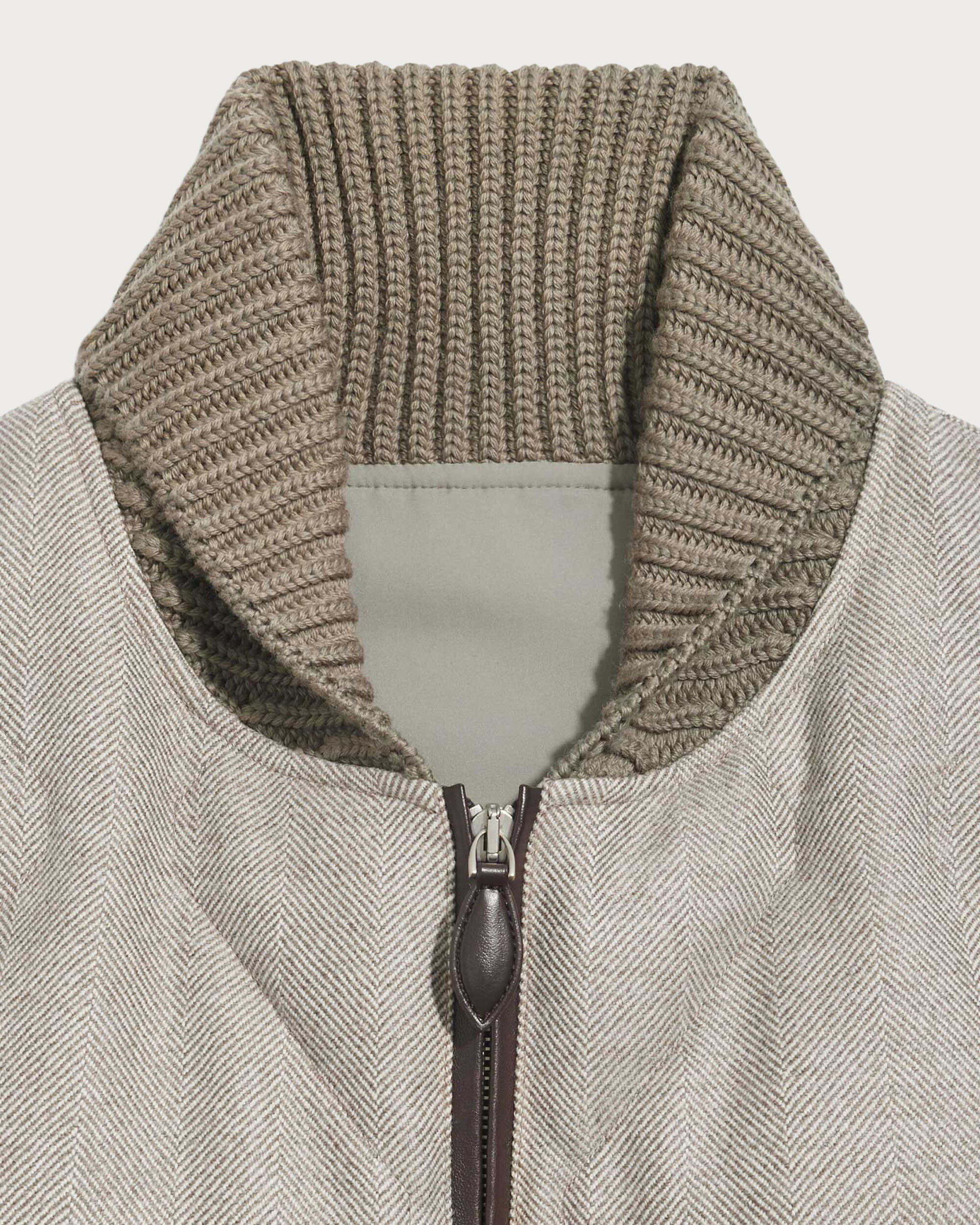 Quilted Down Gilet with Leather Details, Taupe Grey, hi-res