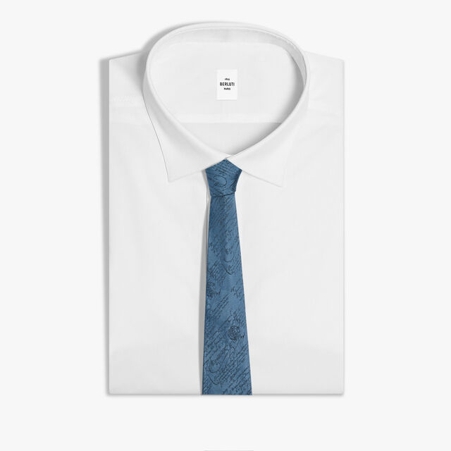 Classic Scritto Tie, TITANIUM BLUE, hi-res 2