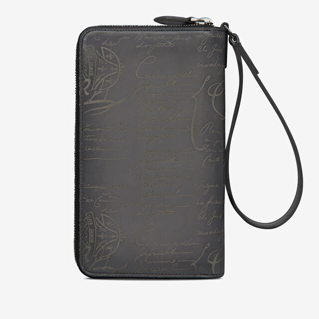 Tali Scritto Leather Long Zipped Wallet, LIGHT ALUMINIO, hi-res 2