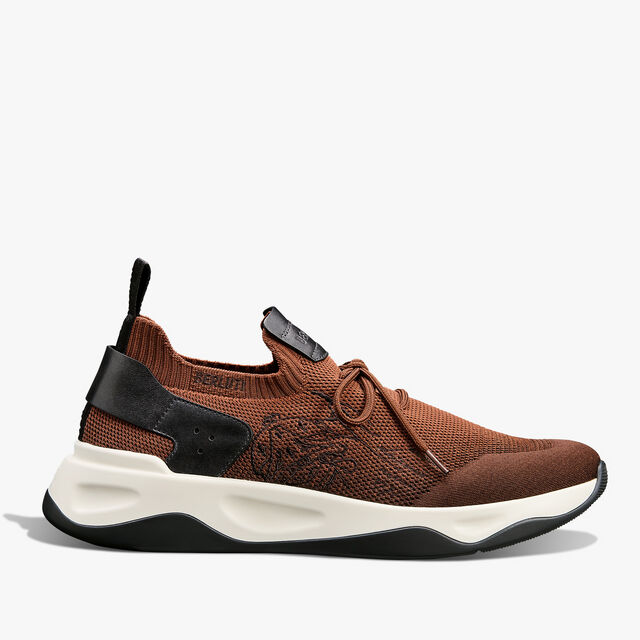 Shadow Scritto Knit And Lagoon Calf Sneaker, GRADIANT RUST, hi-res 1