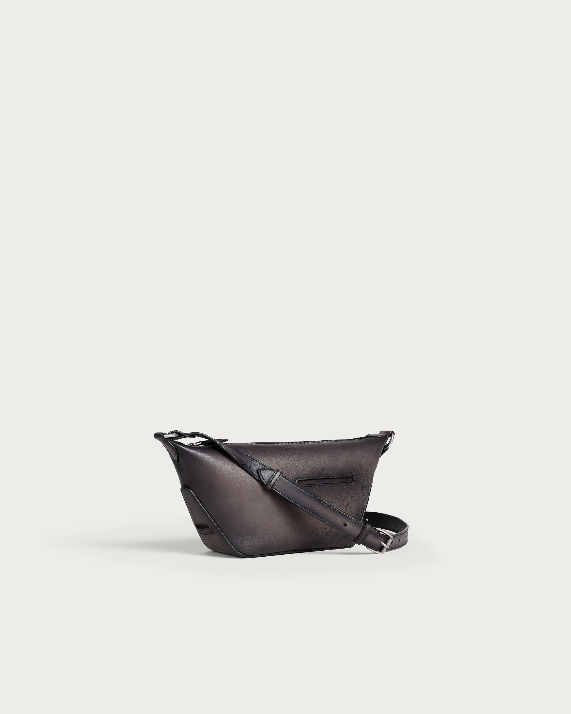 Toujours Soft Zipped Hobo XS Messenger, Charcoal, hi-res
