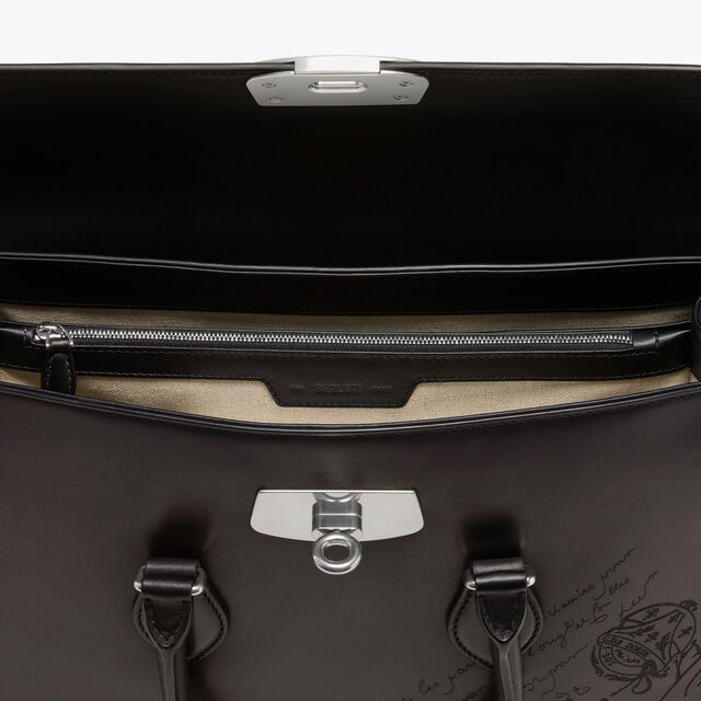 E'Mio Scritto Leather Briefcase, NERO GRIGIO, hi-res 11