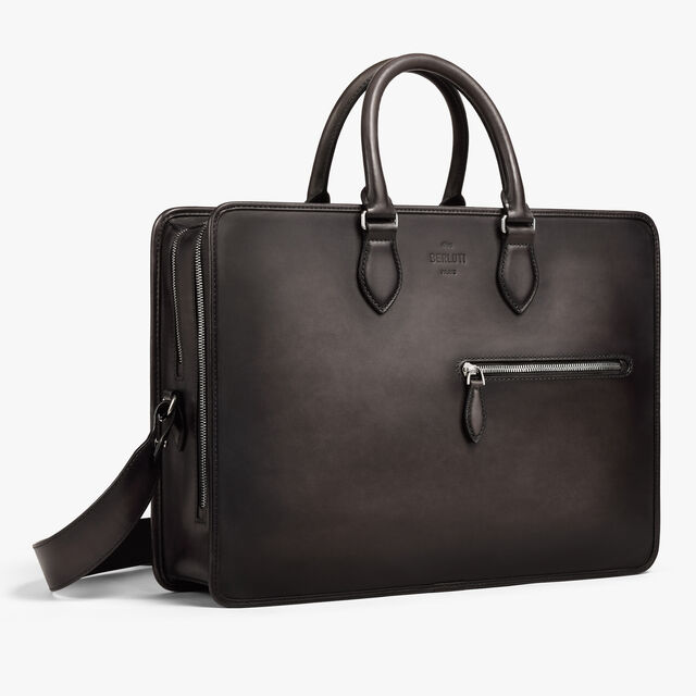 Deux Jours Leather Briefcase, NERO GRIGIO, hi-res 6