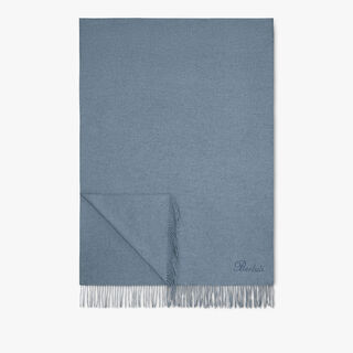 Brushed Silk Berluti Embroidered Scarf, DUSTY BLUE, hi-res