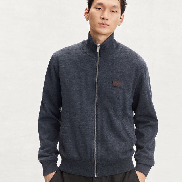 Reversible Wool & Scritto Nylon Blouson, PURPLE CLOUD, hi-res 2