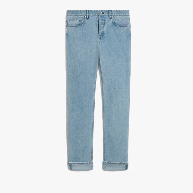 Slim Fit Denim Trousers, LIGHT BLUE, hi-res 1