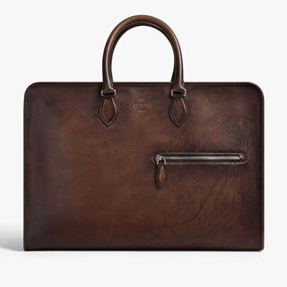 Overnight Scritto Leather Travel Bag, SOFT BROWN, hi-res