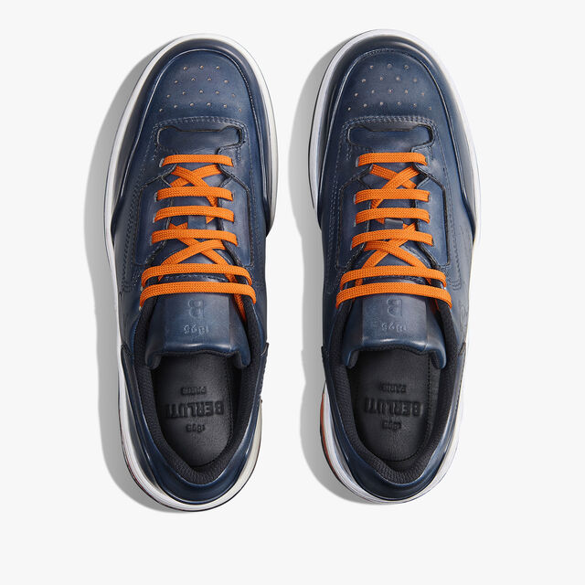 Playoff Scritto Venezia Calf Leather Sneaker, BLU MINERALE, hi-res 3