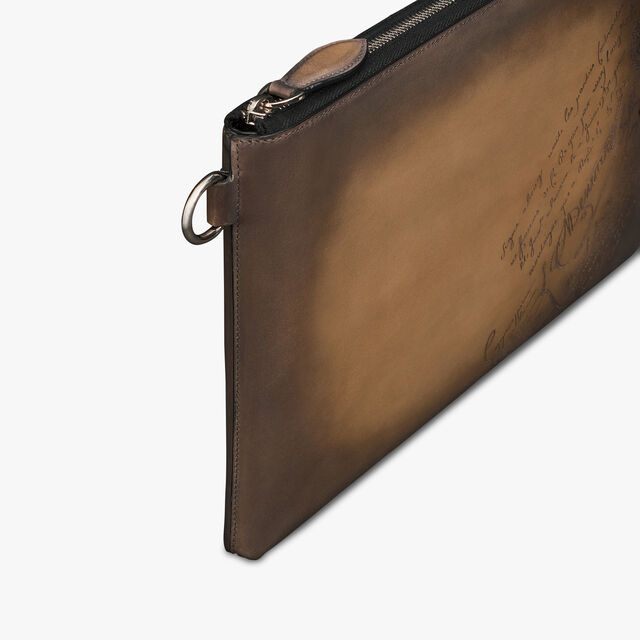 Nino GM Scritto Leather Clutch, OLIVE, hi-res 5