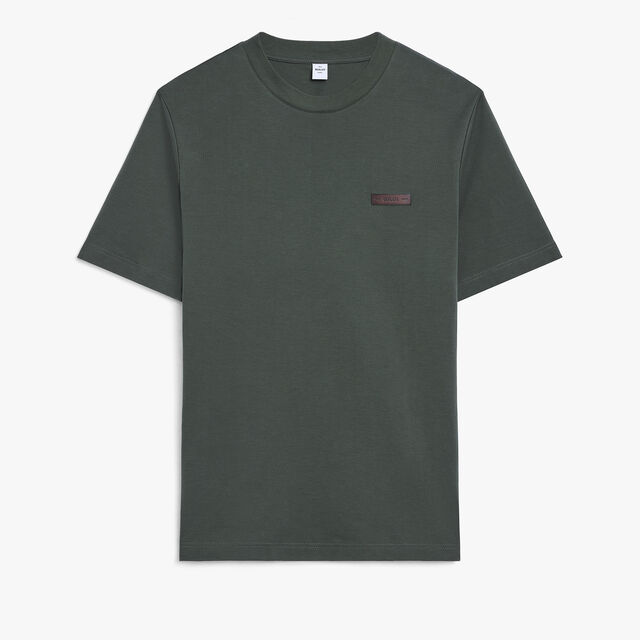 Leather Tab T-shirt, DARK GREEN, hi-res 1