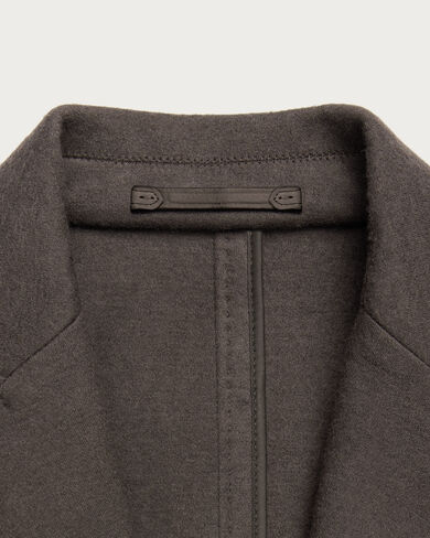 Jersey Jacket with Leather Detail, Chocolate Brown, hi-res