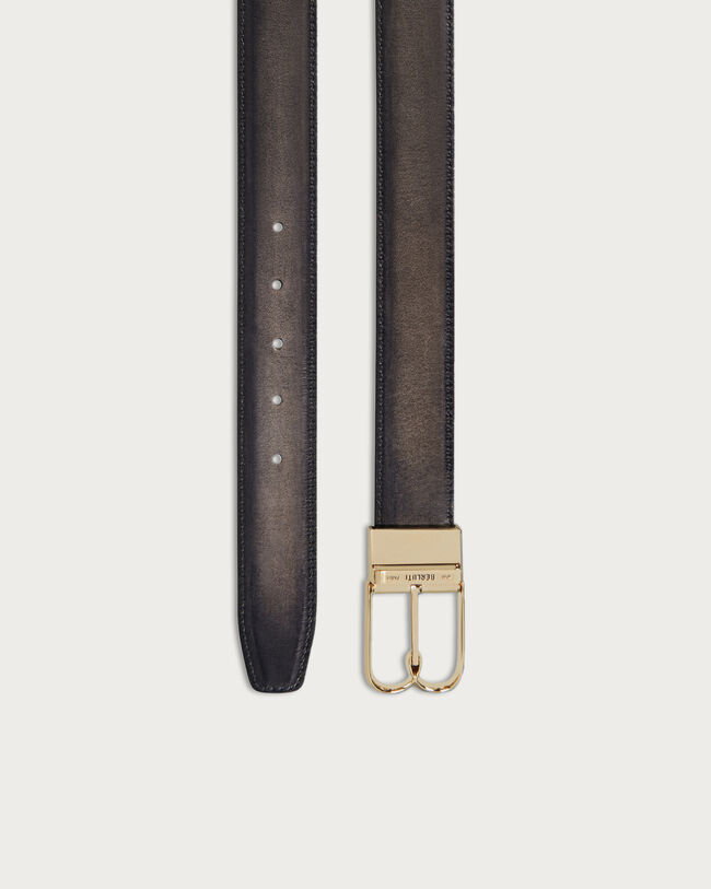 B Volute Reversible Belt, Nero Grigio & Mogano, hi-res