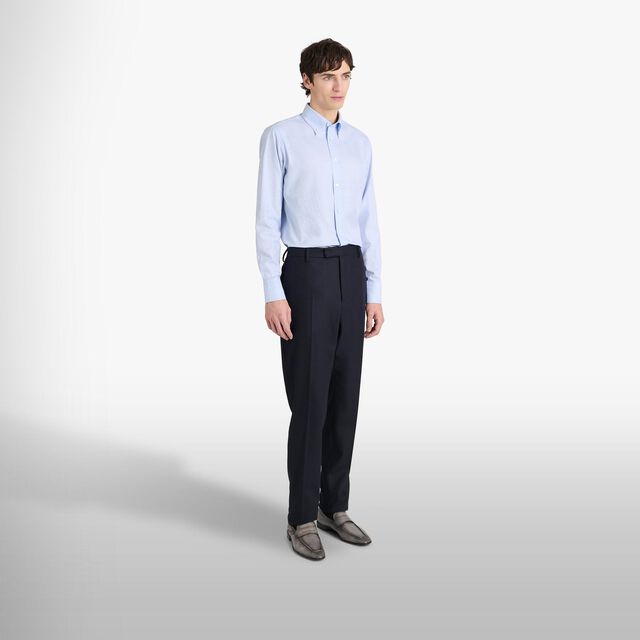 Cotton Scritto Button-Down Collar Shirt, SKY BLUE, hi-res 4