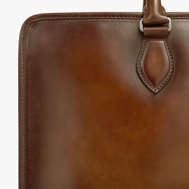 Deux Jours Scritto Leather Briefcase, CACAO INTENSO, hi-res 6
