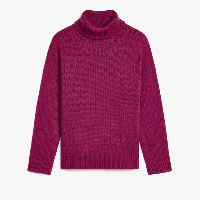 Leather Braiding Turtleneck, PURPLE FUSHIA, hi-res 1