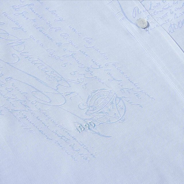 Cotton Scritto Button-Down Collar Shirt, SKY BLUE, hi-res 5