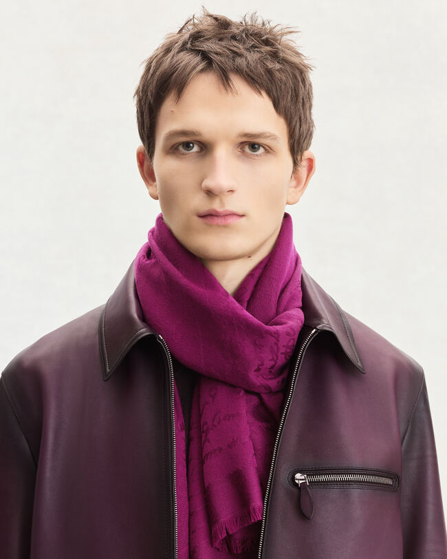 Scritto Pattern Scarf, Purple Fushia, hi-res