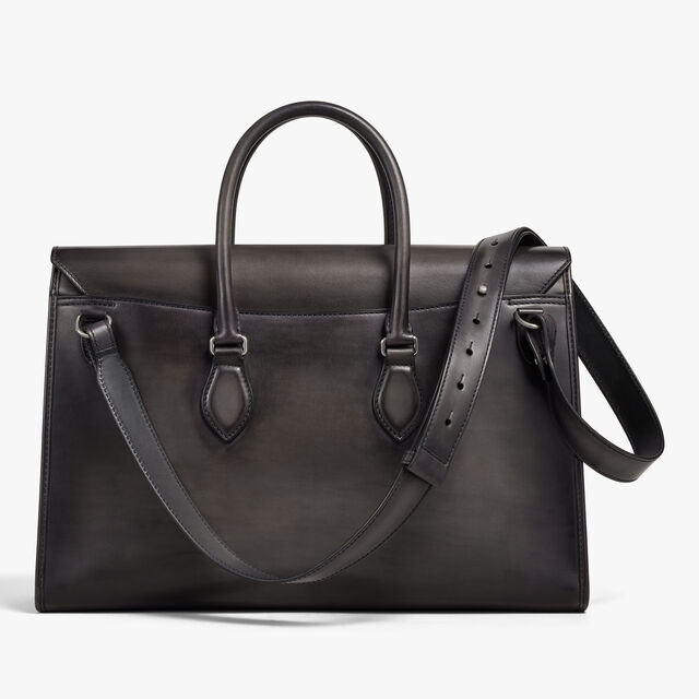 E'Mio Scritto Leather Briefcase, NERO GRIGIO, hi-res 2