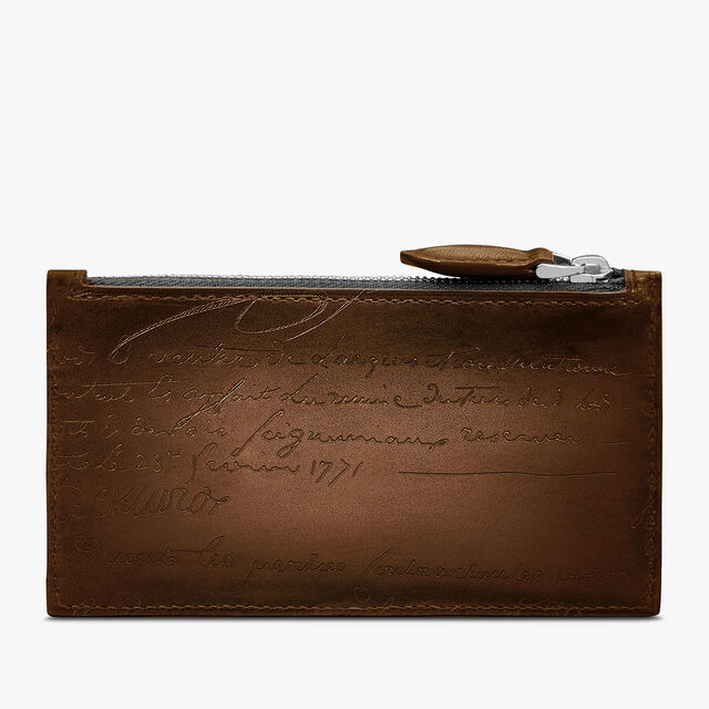 Koa Maxi Scritto Leather Long Zipped Card Holder, CACAO INTENSO, hi-res 2