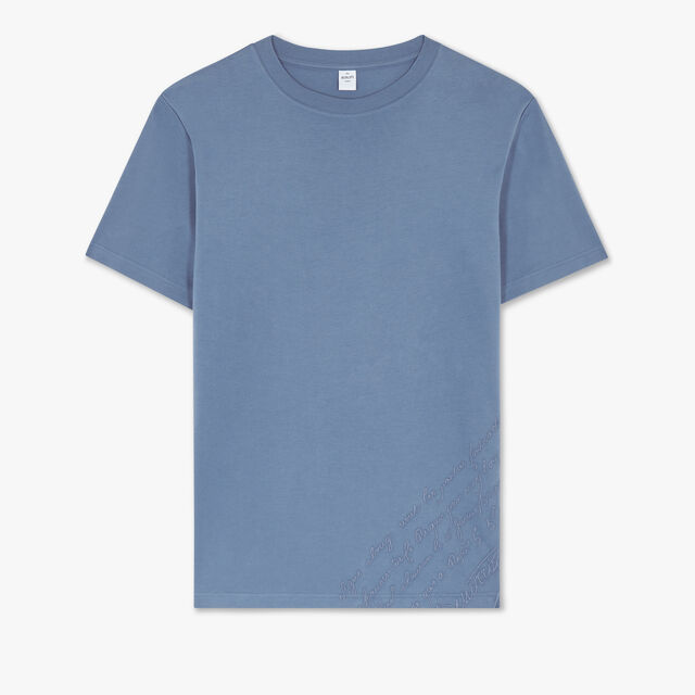 스크리토 자수 T-셔츠, STORM BLUE, hi-res 1